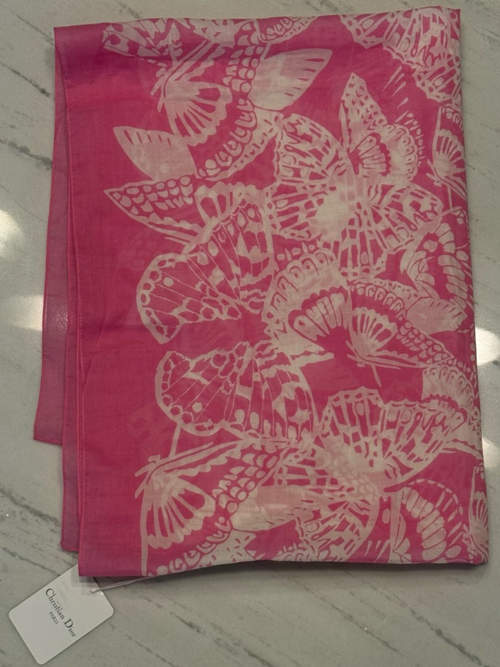 Dior Pink and White Butterfly Cotton Sarong